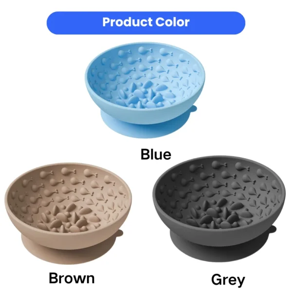 dfwwm0280102-02.webp Silicone Slow Feeder Dog Bowl with Suction Base 3 Colors Assorted – product view 2