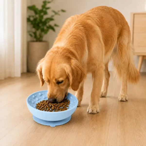 dfwwm0280102-05.webp Silicone Slow Feeder Dog Bowl with Suction Base 3 Colors Assorted – product view 5