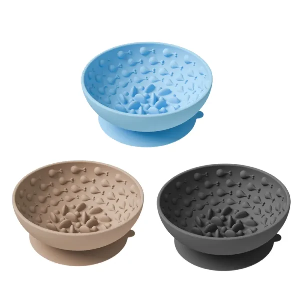 dfwwm0280102-06.webp Silicone Slow Feeder Dog Bowl with Suction Base 3 Colors Assorted – product view 6