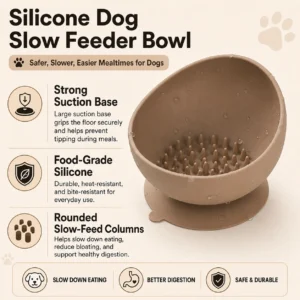 Silicone Anti-Slip Slow Feeding Bowl for Dogs 3 Colors Assorted – product view 4