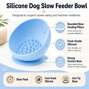 Non-Slip Silicone Tilted Dog Bowl 3 Colors Assorted – product view 4