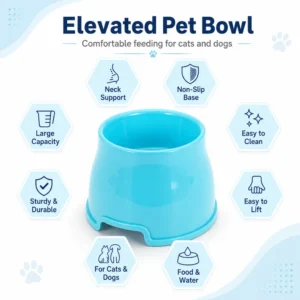 dfwwm0282035-04.webp Elevated Cat and Dog Bowl Non Slip Raised PP Pet Food and Water Bowl Easy Clean Feeder – product view 4