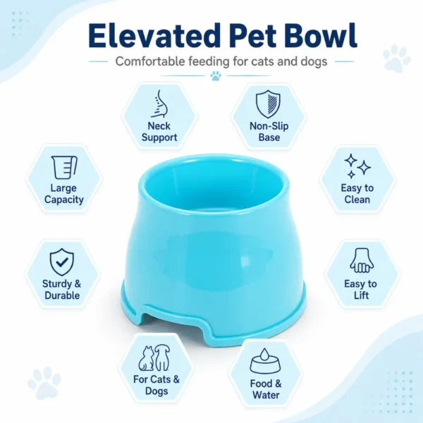 dfwwm0282035-04.webp Elevated Cat and Dog Bowl Non Slip Raised PP Pet Food and Water Bowl Easy Clean Feeder – product view 4