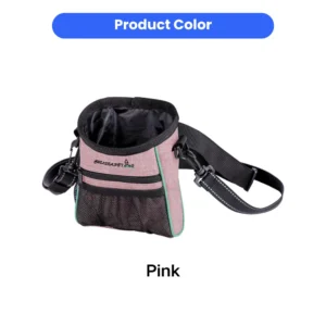 Dog Training Treat Bag Adjustable Strap Easy Clean Pouch for Walking Reward Pink – product view 2