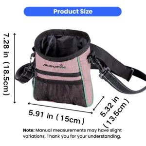 Dog Training Treat Bag Adjustable Strap Easy Clean Pouch for Walking Reward Pink – product view 3