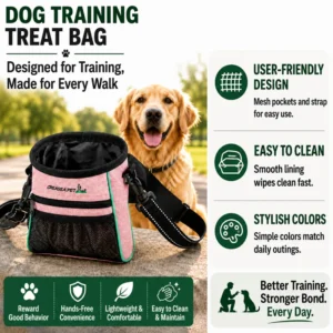 dfwwm0282231-05.webp Dog Training Treat Bag Adjustable Strap Easy Clean Pouch for Walking Reward Pink – product view 5
