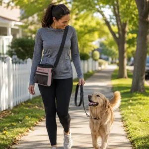 dfwwm0282231-06.webp Dog Training Treat Bag Adjustable Strap Easy Clean Pouch for Walking Reward Pink – product view 6