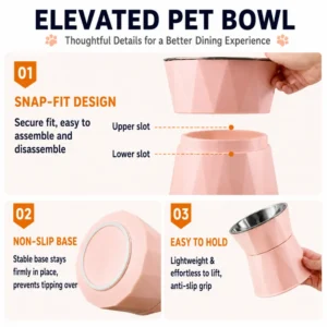 dfwwm0288246-04.webp Elevated Stainless Steel Pet Bowl with Non Slip Base for Cats and Small Dogs – product view 4