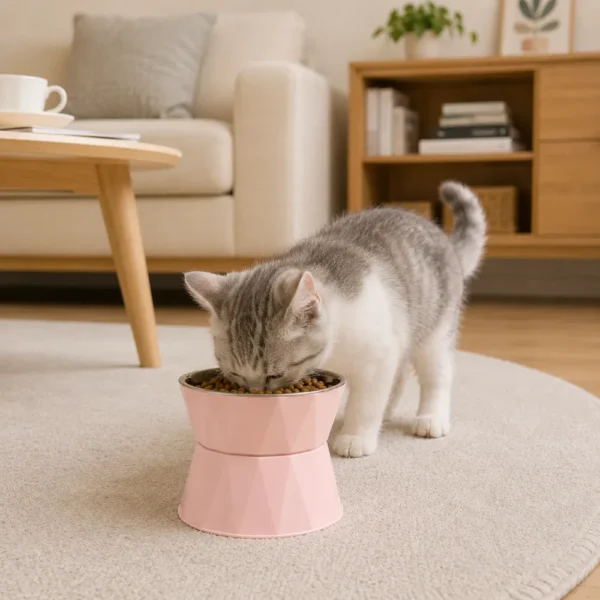dfwwm0288246-06.webp Elevated Stainless Steel Pet Bowl with Non Slip Base for Cats and Small Dogs – product view 6