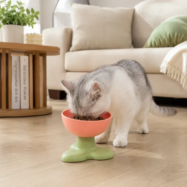 dfwwm0288492-06.webp Elevated Three Leaf Tilted Pet Food Bowl for Cats and Small Dogs – product view 6