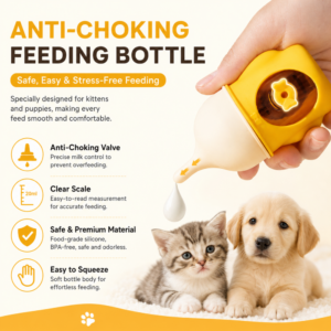 Anti Choking Pet Feeding Bottle for Kittens and Puppies 3 Colors Assorted – product view 4