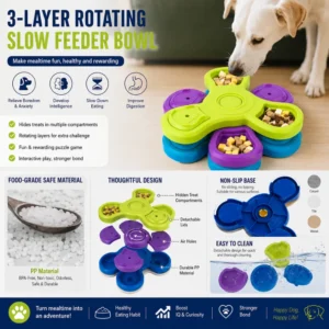 dtywm0243277-04.webp Interactive 3-Layers Rotating Slow Feeder Puzzle Bowl for Dogs – product view 4