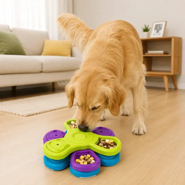 dtywm0243277-05.webp Interactive 3-Layers Rotating Slow Feeder Puzzle Bowl for Dogs – product view 5