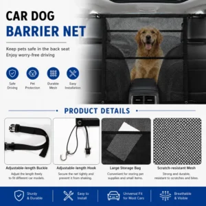 Universal Dog Car Barrier Net with Storage Pockets for Pet Travel view 4