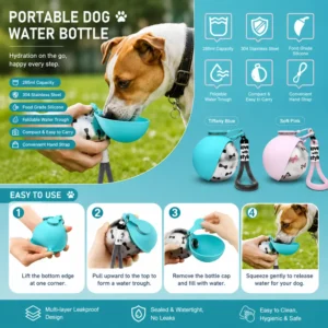 Portable Dog Water Bottle for Walking Hiking and Travel 285ml view 4