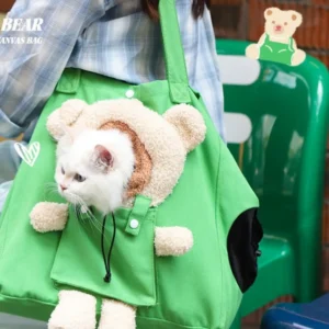 Bear-Patterned Portable Outdoor Cat Handbag