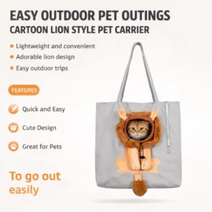 Adorable Cartoon Lion Design Pet Outdoor Bag view 4