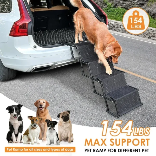 jfp-tr-00023-g01.webp Foldable Car Pet Dog Stair with Safety Carabiner view 2