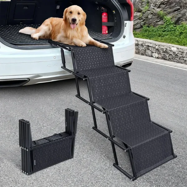 jfp-tr-00023-g06.webp Foldable Car Pet Dog Stair with Safety Carabiner view 7