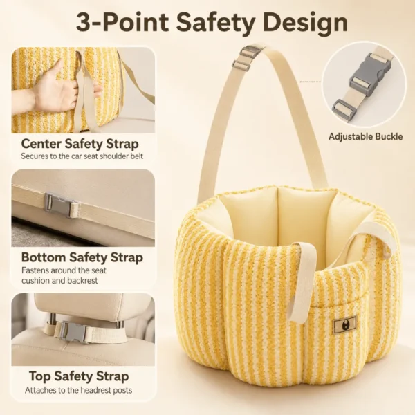 jfp-tr-00027-g03.webp Plush Dog Car Seat Carrier with Safety Straps for Small Dogs view 4