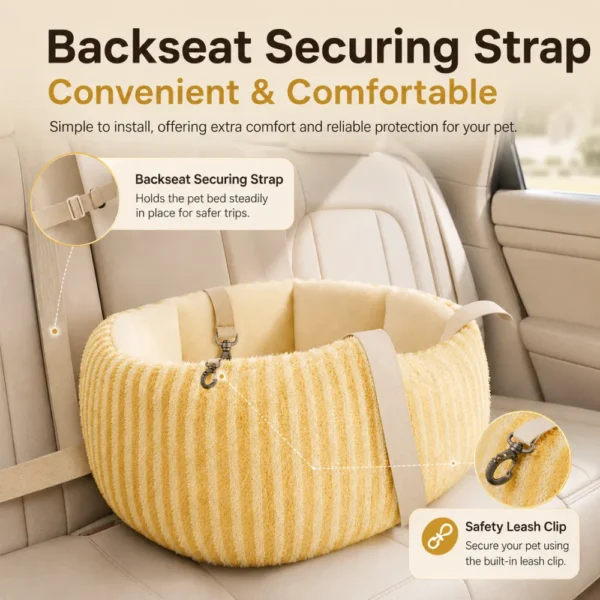 jfp-tr-00027-g04.webp Plush Dog Car Seat Carrier with Safety Straps for Small Dogs view 5