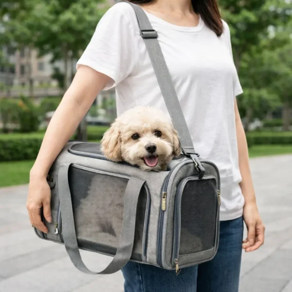 jfp-tr-00028-g04.webp Big Capacity Foldable Pet Carrier Bag with Nylon Mesh view 5