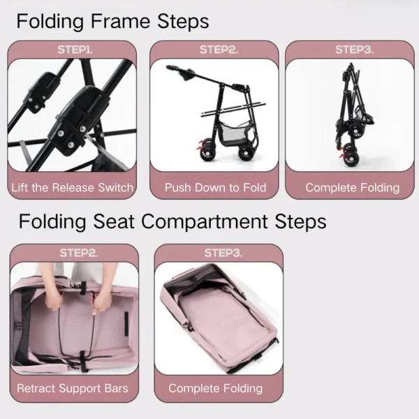 jfp-tr-00030-g05.webp Deluxe Detachable Portable Foldable Pet Stroller with 4 Wheels view 6