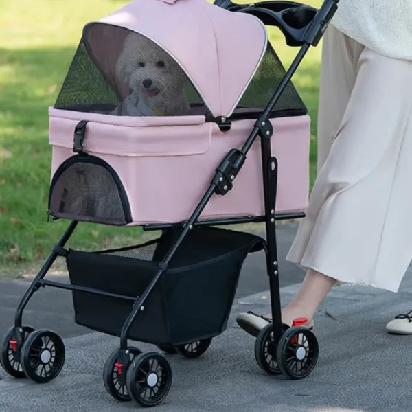 jfp-tr-00030-g06.webp Deluxe Detachable Portable Foldable Pet Stroller with 4 Wheels view 7