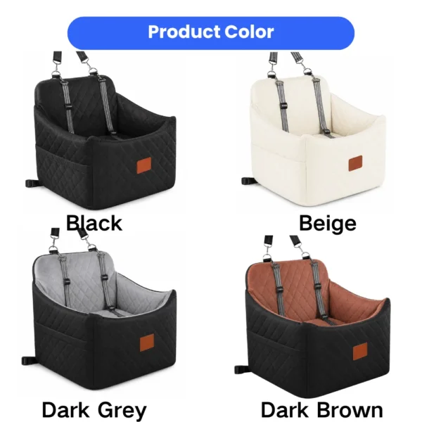 jfp-tr-00031-g01.webp Quilted Dog Car Seat Bed with Storage and Adjustable Straps view 2