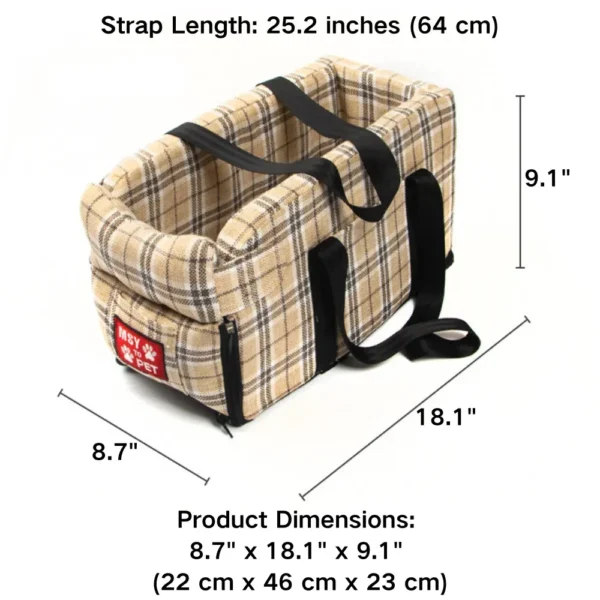 jfp-tr-00040-g01.webp All-Season Portable Plaid Pet Car Seat Bed with Handle view 2