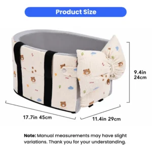 Corduroy Dog Car Carrier Bag with Detachable Bow Pillow view 3