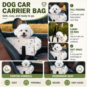 Corduroy Dog Car Carrier Bag with Detachable Bow Pillow view 4