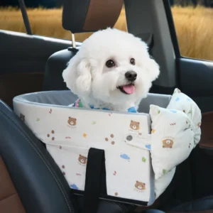 Corduroy Dog Car Carrier Bag with Detachable Bow Pillow | Wholesale Pet Carriers & Backpacks