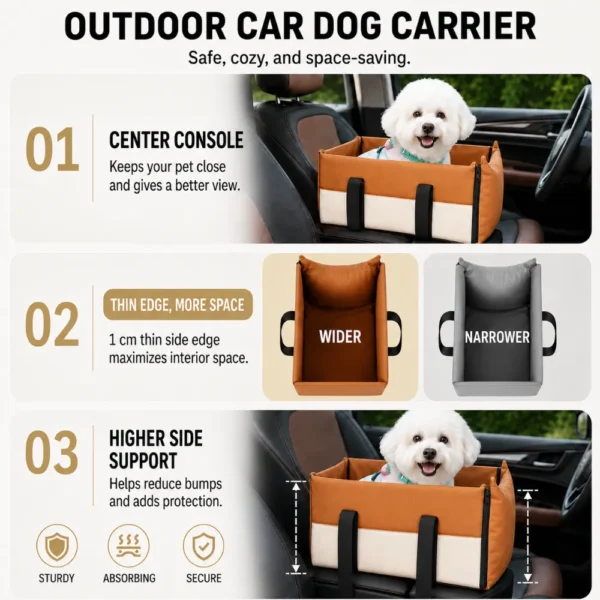 jfp-tr-00043-g03.webp PU Leather Center Console Dog Car Seat Carrier for Small Dogs view 4