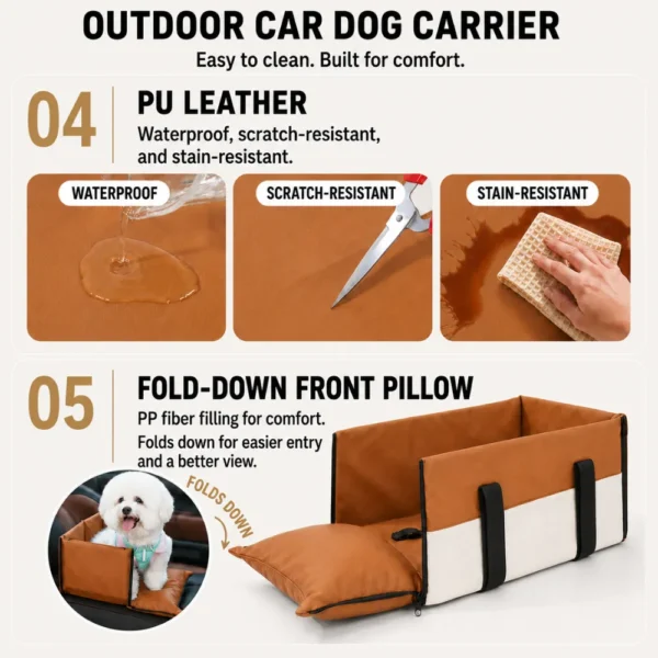 jfp-tr-00043-g04.webp PU Leather Center Console Dog Car Seat Carrier for Small Dogs view 5