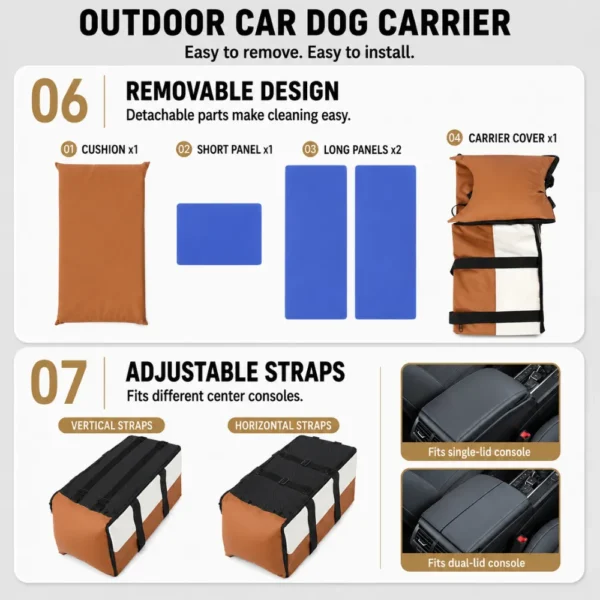 jfp-tr-00043-g05.webp PU Leather Center Console Dog Car Seat Carrier for Small Dogs view 6