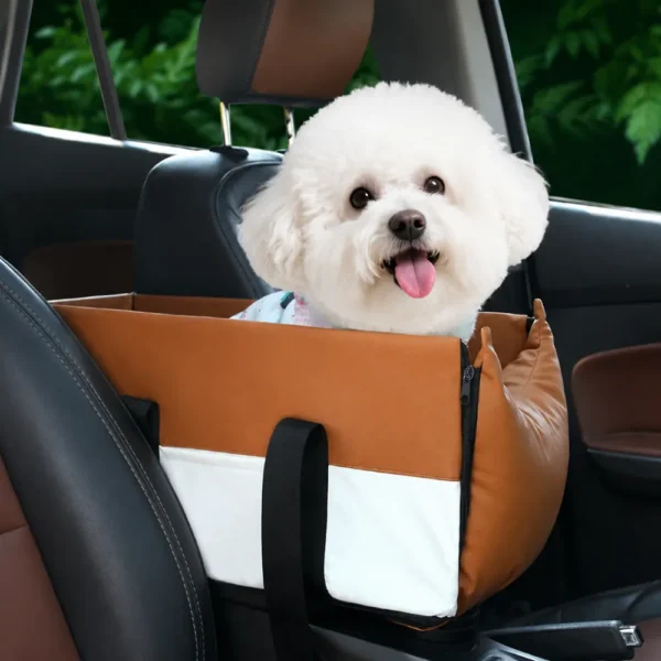 PU Leather Center Console Dog Car Seat Carrier for Small Dogs