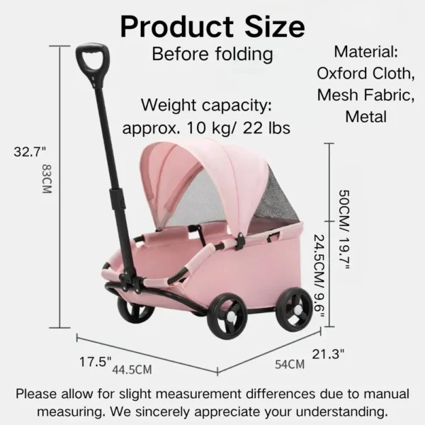 jfp-tr-00044-g01.webp Foldable Portable 4 Wheels Pet Stroller with Sunshade view 2