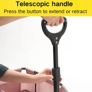Foldable Portable 4 Wheels Pet Stroller with Telescoping Handle view 3