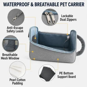 jfp-tr-00045-g03.webp Waterproof Breathable Pet Carrier Shoulder Bag for Cats and Small Dogs view 4