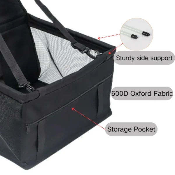 jfp-tr-00050-g02.webp 600D Oxford Fabric Foldable Pet Car Seat Bed Mesh Ventilation Dog Car Seat view 3