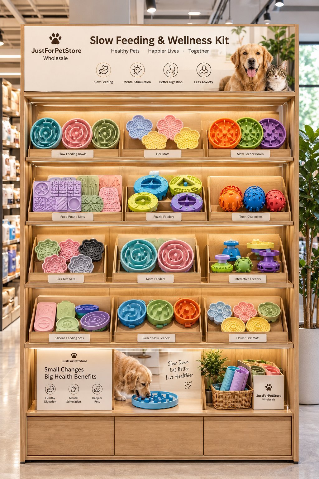 Slow Feeding and Wellness Kit shelf display