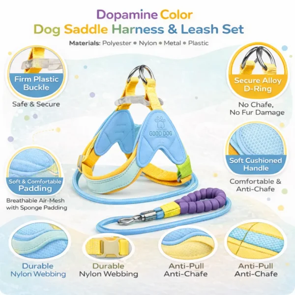 ssuwm0218449-04.webp Adorable Summer 5 Color Option Pet Harness and Leash Set – product view 4