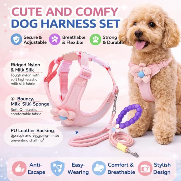 ssuwm0224952-04.webp Cute Summer Dopamine Dog Harness and Leash Set – product view 4