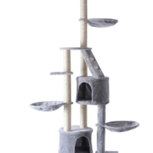 230 cm Cat Tree with Three Condos and Ladder, Grey