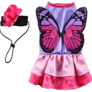 Butterfly Fairy Dog Dress Set With Detachable