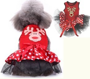 Christmas Reindeer Dog Dress Grey S