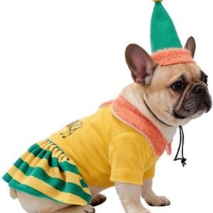 Deer Velvet Dog Dress Set With Hat