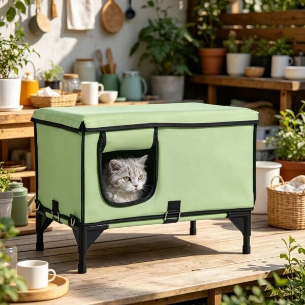 Elevated Heated Outdoor Cat House with 30W Waterproof Heating Pad - image 5 Elevated Heated Outdoor Cat House with 30W Waterproof Heating Pad view 5