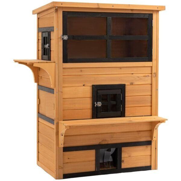 Three-Tier Outdoor Cat Condo with Asphalt Roof and Five Access Doors - image 3 Three-Tier Outdoor Cat Condo with Asphalt Roof and Five Access Doors view 3